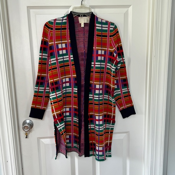Anthropologie MOTH Williston Plaid Long Sweater Duster Cardigan - Picture 1 of 4